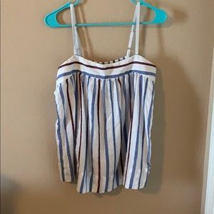 blue and red tank top